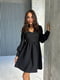Чорна сукня А-силуету з рукавами-фонариками | 6590597