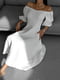 Сукня А-силуету молочного кольору з рукавами-фонариками | 6590610 | фото 2