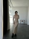 Бежева сукня А-силуету в рубчик  з розрізом на стегні | 6590641 | фото 3