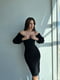Базова приталена чорна сукня зі зборками на плечиках | 6590645 | фото 3