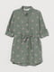 Платье-рубашка цвета хаки в цветочный принт | 6605977