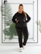 Велюровий чорний костюм: худі і штани | 6606187
