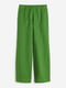 Льняные брюки прямого кроя зеленого цвета | 6589282 | фото 5