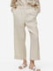 Укороченные льняные брюки светло-бежевого цвета | 6589779 | фото 2