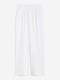Штани вільного крою білого кольору із віскозно-лляної тканини зі складками спереду. | 6589914