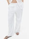Штани вільного крою білого кольору із віскозно-лляної тканини зі складками спереду. | 6589914 | фото 4