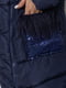 Синя куртка з хутряним коміром і кишенями | 6608826 | фото 5