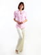 Блуза с V-образным вырезом розовая | 6615264 | фото 2