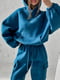 Бірюзовий костюм на флісі: худі та джогери з накладними кишенями | 6615352 | фото 2