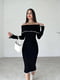 Чорна сукня в рубчик   з відкритими плечима | 6615474 | фото 2