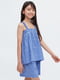 Блуза синяя в цветочный принт | 6615811 | фото 2