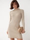 Базова кавова сукня-міні в рубчик | 6615901 | фото 3