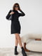 Базова чорна сукня-міні в рубчик | 6615902 | фото 2