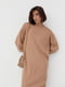 Довга світло-коричнева сукня oversize з розрізами | 6615905 | фото 3