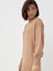 Длинное светло-коричневое платье oversize с разрезами | 6615905 | фото 6
