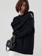 Вязаный свитер оверсайз черного цвета с узорами из косичек | 6615909 | фото 6