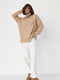 Светло-коричневый свитер oversize с разрезами по бокам | 6615917 | фото 4