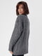 Удлиненный меланжевый свитер серого цвета с карманом | 6615920 | фото 2