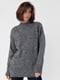 Удлиненный меланжевый свитер серого цвета с карманом | 6615920 | фото 5