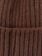 Зимняя вязаная шапка бини с помпоном коричневая | 6615983 | фото 3