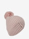 Зимняя вязаная шапка бини с помпоном розовая | 6615984 | фото 2