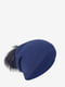 Зимняя вязаная шапка с помпоном синяя | 6615988 | фото 2