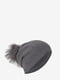 В'язана зимова шапка з помпоном темно-сіра | 6615991 | фото 2