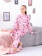 Пижама розовая в принт: джемпер и брюки | 6616370 | фото 2
