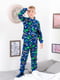 Пижама синяя с принтом: лонгслив и брюки | 6616500 | фото 2