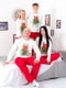 Пижама: белый лонгслив с принтом и красные брюки | 6616541 | фото 3