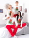 Піжама: білий лонгслів з принт і червоні штани | 6616552 | фото 3