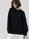 Вязаный свитер оверсайз черного цвета с узорами из косичек | 6615909 | фото 7