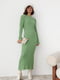 Вязаное салатовое платье-свитер oversize в широкий рубчик | 6616613 | фото 3