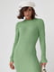 Вязаное салатовое платье-свитер oversize в широкий рубчик | 6616613 | фото 5