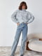 Ажурний сірий светр із застібкою з боків | 6616617 | фото 4