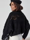 Ажурный черный свитер с застежкой по бокам | 6616618 | фото 2