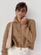 Светло-коричневый вязаный свитер oversize с воротником на молнии | 6616621 | фото 4