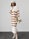 В&#39;язана сукня- светр молочного кольору в смужку фасону oversize | 6616636 | фото 2