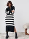Вязаное платье-свитер черного цвета в полоску фасона oversize | 6616637