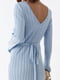 Вязаное голубое платье миди в широкий рубчик | 6616641 | фото 3