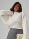 Укорочений светр кремового кольору з суцільнокроєними рукавами | 6616652 | фото 3