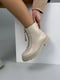 Молочные кожаные ботинки с полушерстяной подкладкой | 6616807 | фото 3