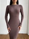 Платье-свитер с длинным рукавом коричневое | 6617465 | фото 2