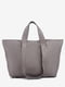 Шкіряна сумка-шопер сіро-бежевого кольору | 6617515 | фото 2