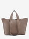 Кожаная сумка-шоппер серо-коричневого цвета | 6617516 | фото 2