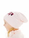 Двошарова шапочка кольору рожевий персик, декорована нашивкою | 6617861 | фото 2