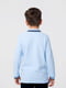 Голубая футболка-поло с длинными рукавами с контрастными полосами на воротнике и манжетах | 6618229 | фото 3