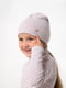 Сиреневая полосатая шапка с нашивкой в виде лисички | 6618301 | фото 2