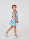 Приталенное голубое платье с рукавами-бабочками в принт | 6618385 | фото 2