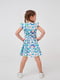 Приталенное голубое платье с рукавами-бабочками в принт | 6618385 | фото 5